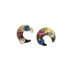 Vintage Brass Crescent Moon Earrings